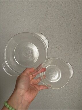 Fire King Clear Glass Bowls with Handles — 1 cup and 8 oz Dishes